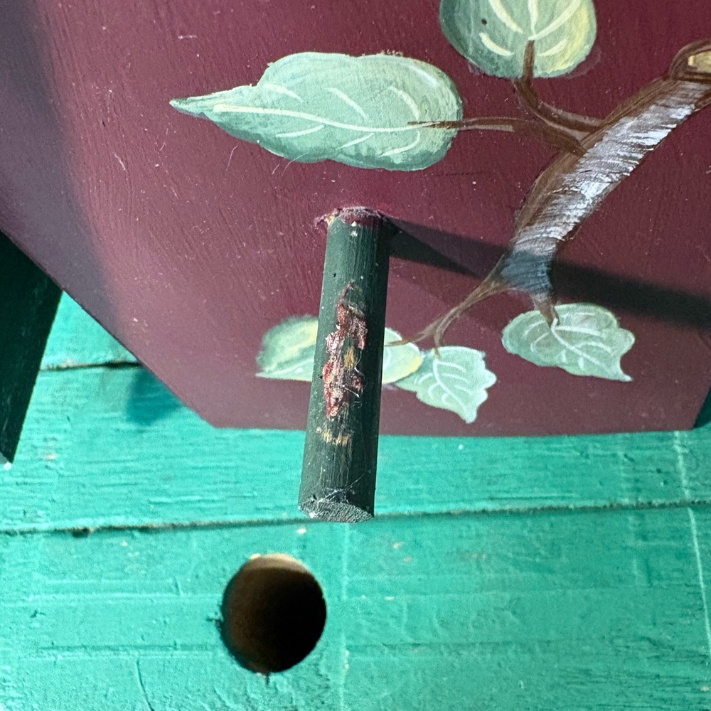 Unbranded Maroon Hand-Painted Birdhouse with Olive Trim - Picture 10 of 10